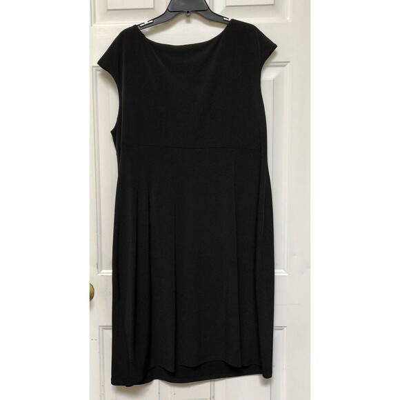 CONNECTED APPAREL WOMEN'S DRESS BLACK PLUS SIZE 22W CAP SLEEVEJERSEY SHEATH - Picture 3 of 9